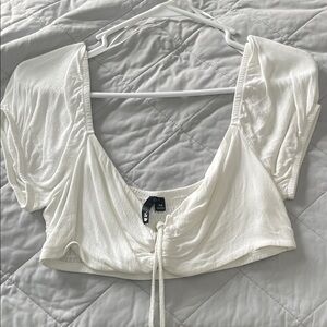 White Ruched Crop Top